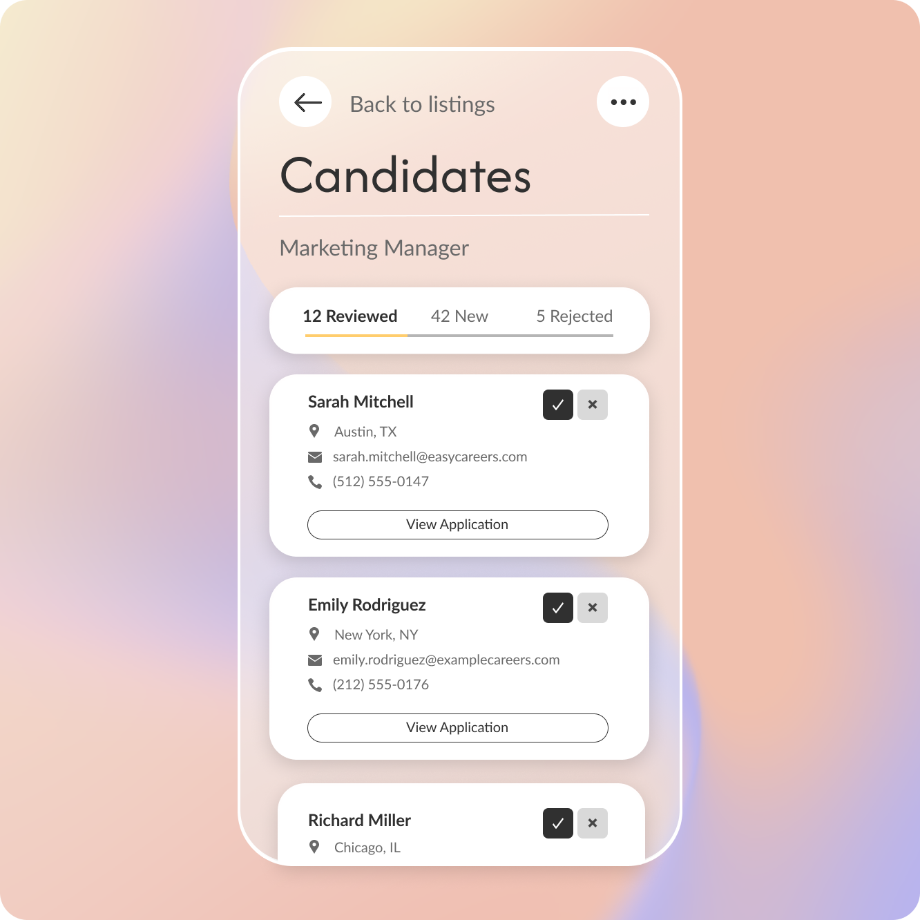 career page hiring dashboard